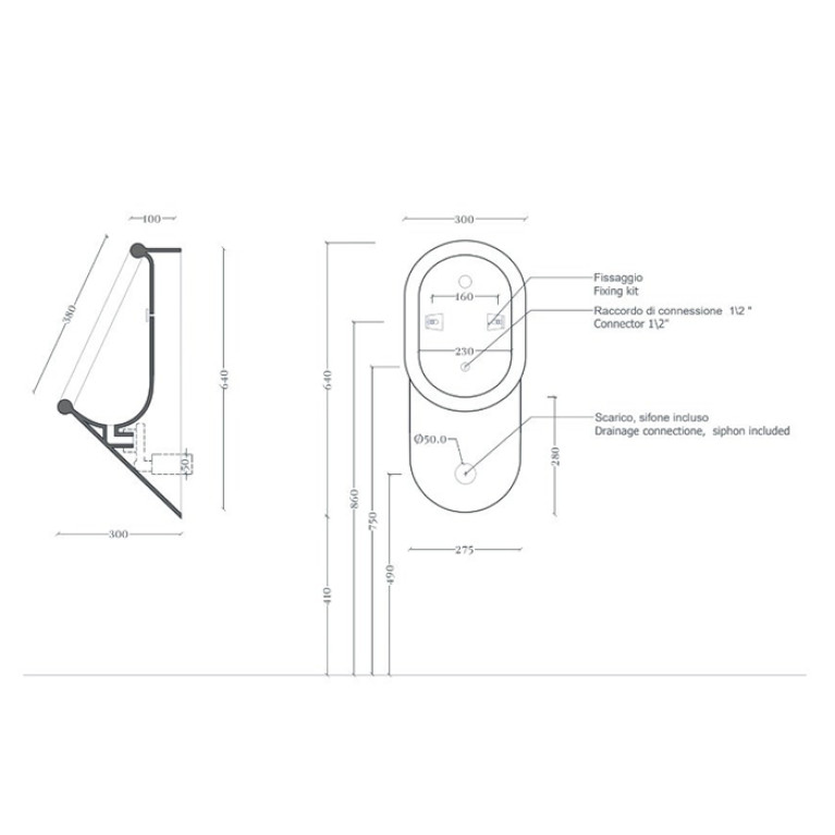 Artceram BABILA Писсуар 37x30хh64 см, цвет черный матовый/покрытие Saniglaze