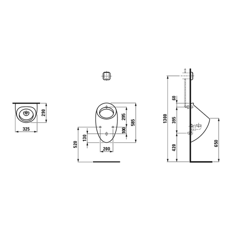 Laufen Alessi One Пиccуар 325х290х585мм, без крышки, без сифона, с покр. LLC, цвет: белый