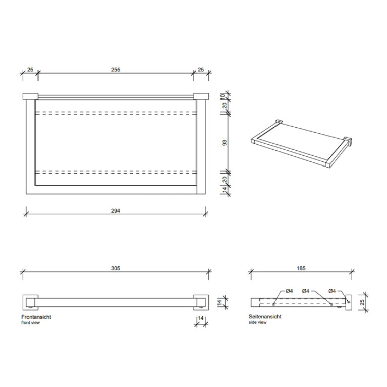 Decor Walther Corner GLA30 Полочка стеклянная 30x16.5см, цвет: черный матовый