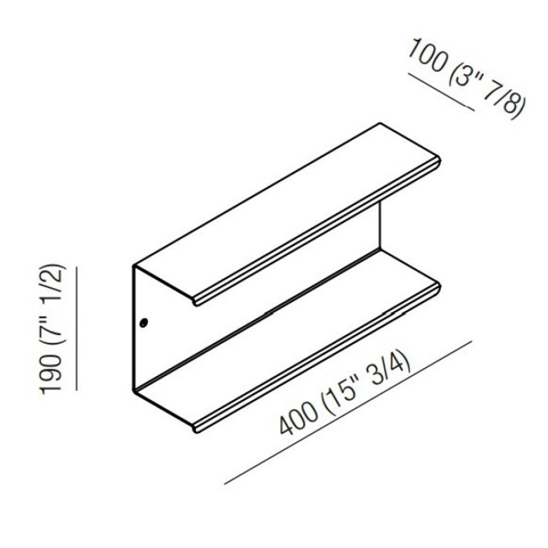 Agape Mach 2 Полка двойная 40х10х19 см, цвет: черный