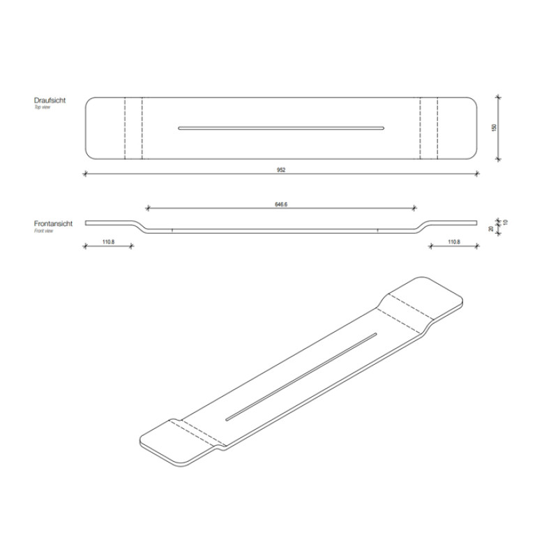 Decor Walther Stone WAN Полка для ванны 3x95x15 см, цвет: белый