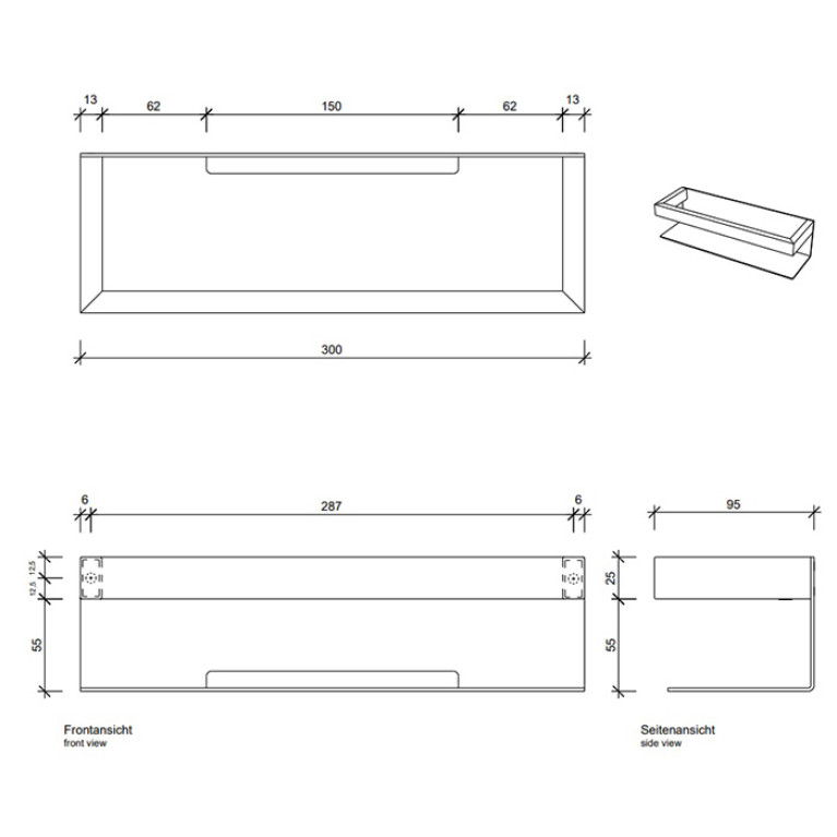 DECOR WALTHER CONTRACT Полка для душа 300х95х80 мм., цвет черный матовый