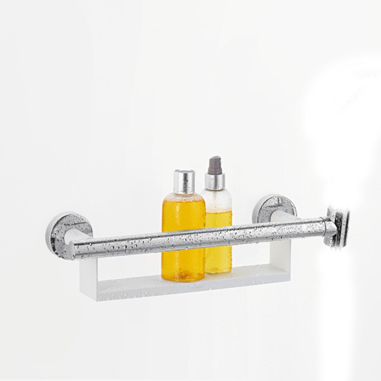 HG Comfort Поручень 335мм, с полочкой + держатель для душа, цвет: белый/хром
