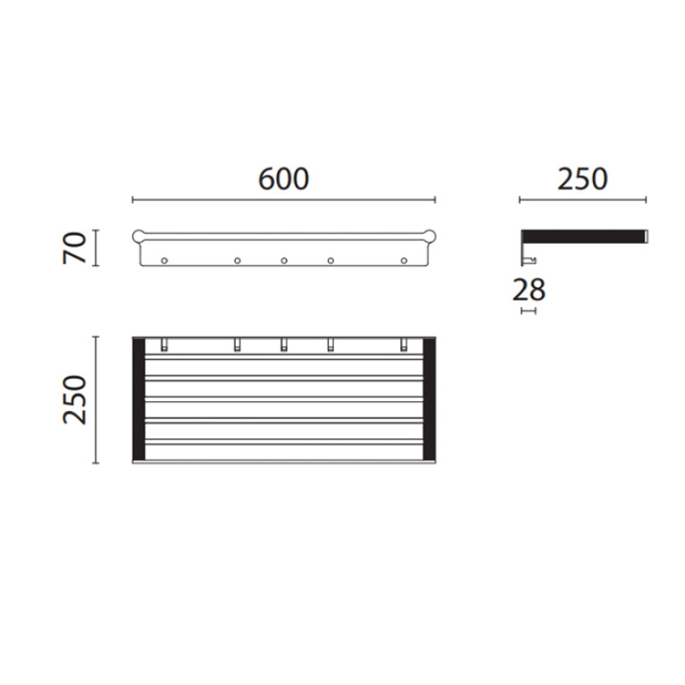 OASIS DEFILE Полка для полотенец 600 мм., цвет золото