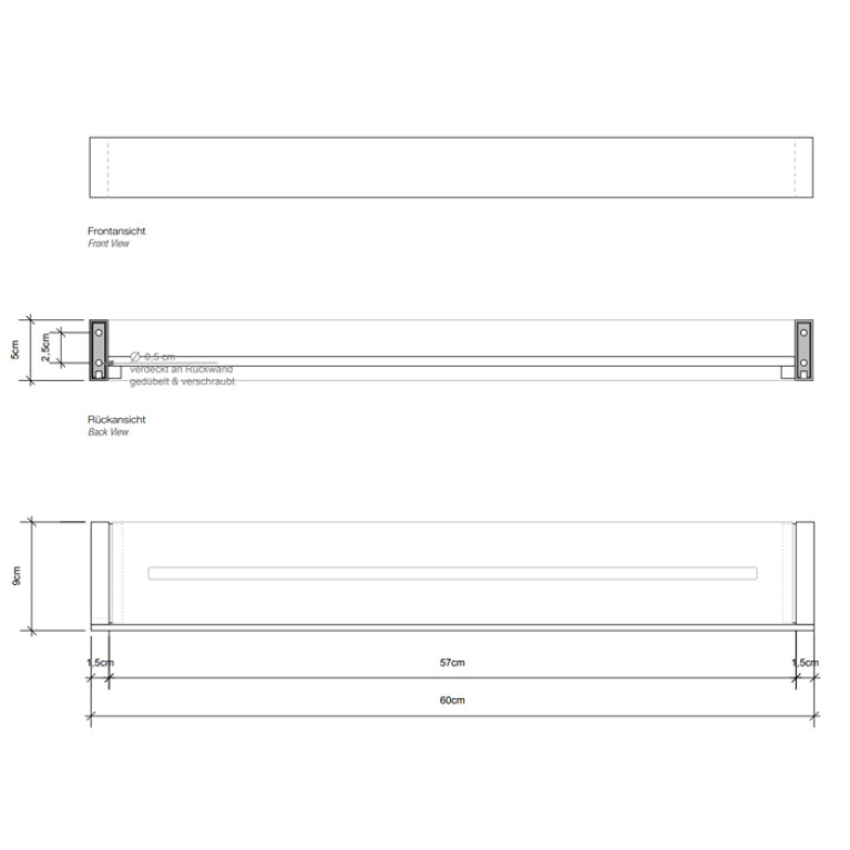Decor Walther Brick DA60 Душевая полка 60x9см, акриловое белое стекло, цвет: хром