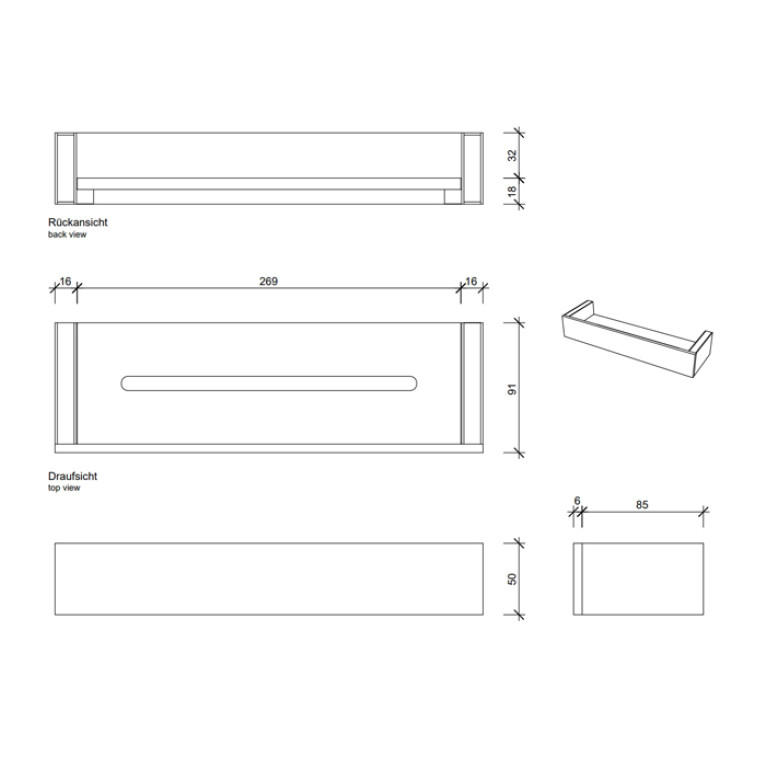Decor Walther Brick DA30 Душевая полка 30x9см, акриловое белое стекло, цвет: хром