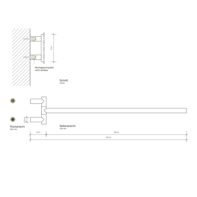 Decor Walther Mikado HTH1 Полотенцедержатель поворотный 40см, цвет: золото ЗАКАЗ ПО ЗАПРОСУ