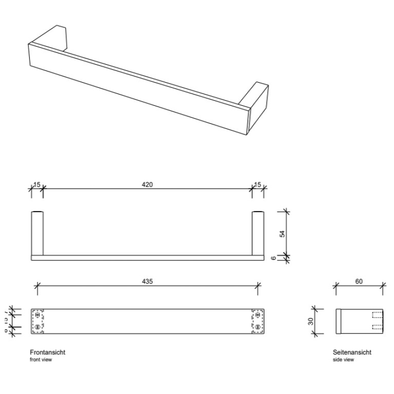 DECOR WALTHER CONTRACT CT HTE45 Полотенцедержатель 450 мм., цвет хром