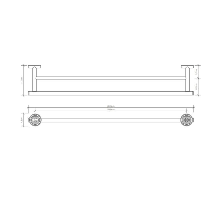 Decor Walther Basic HTD65 Полотенцедержатель двойной 65см, цвет:хром