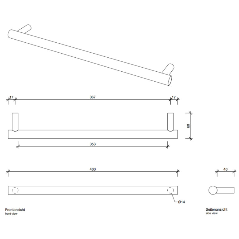Decor Walther Bar HTE40 Полотенцедержатель 40см, цвет: хром