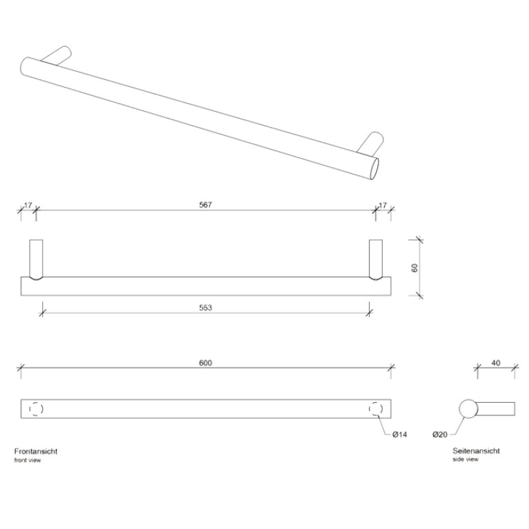 Decor Walther Bar HTE60 Полотенцедержатель 80см, цвет: золото