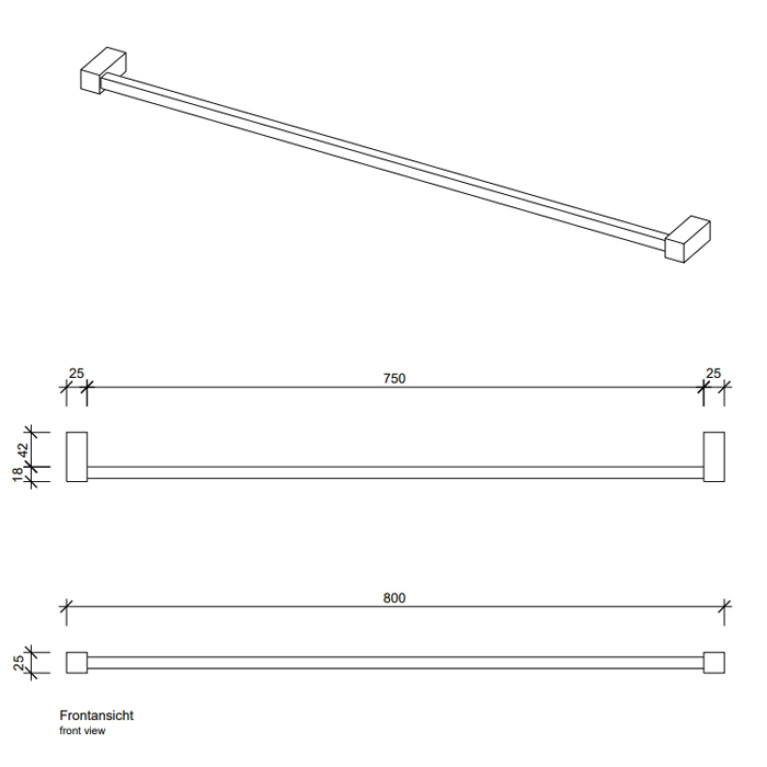 Decor Walther Corner HTE80 Полотенцедержатель 80см, цвет: хром