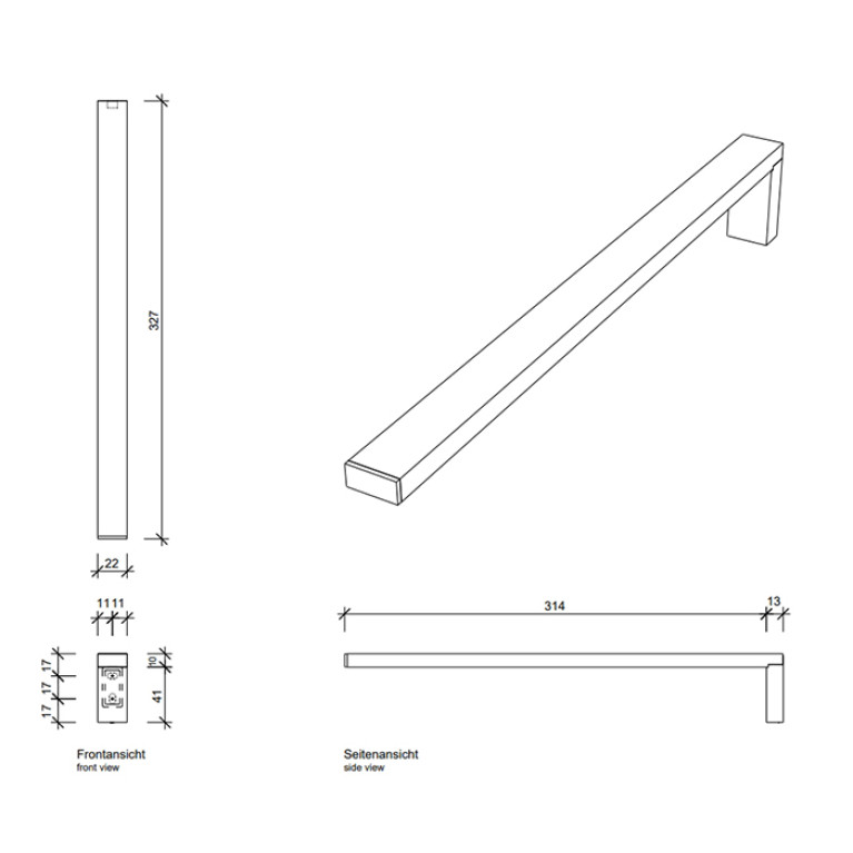 Decor Walther Contract Полотенцедержатель 33см., подвесной, цвет: черный матовый