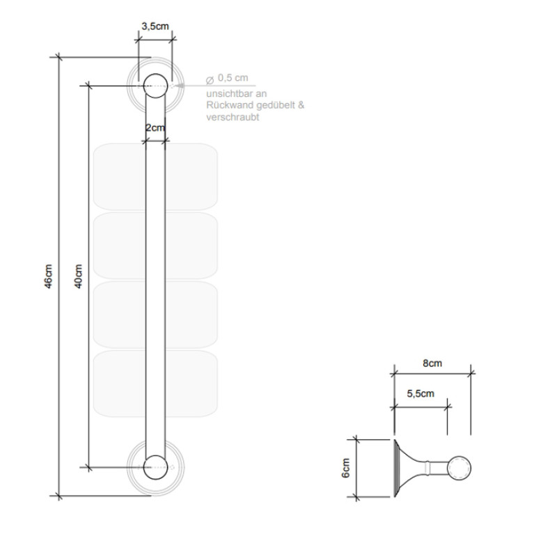 Decor Walther Classic GTH Полотенцедержатель 46см, вертикальный, цвет: никель полированный