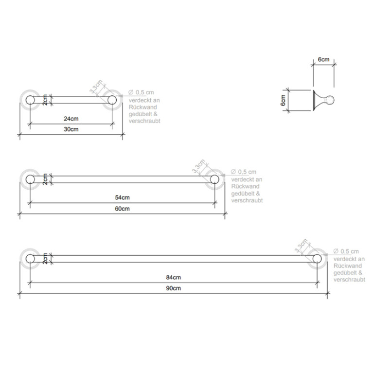Decor Walther Classic HTE60 Полотенцедержатель 60см, цвет: хром
