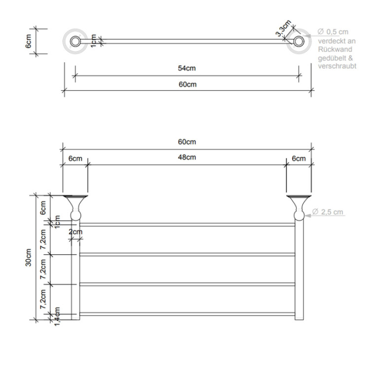 Decor Walther Classic HTA Полотенцедержатель 60x25см, подвесной, цвет: хром