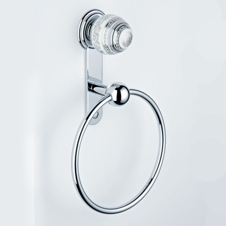 THG MARQUISE BLANC DECOR PLATINE Полотенцедержатель-кольцо, декор белый/платина, цвет хром