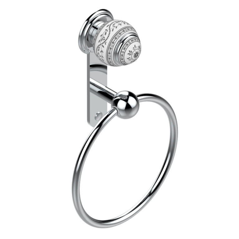 THG MARQUISE BLANC DECOR PLATINE Полотенцедержатель-кольцо, декор белый/платина, цвет хром