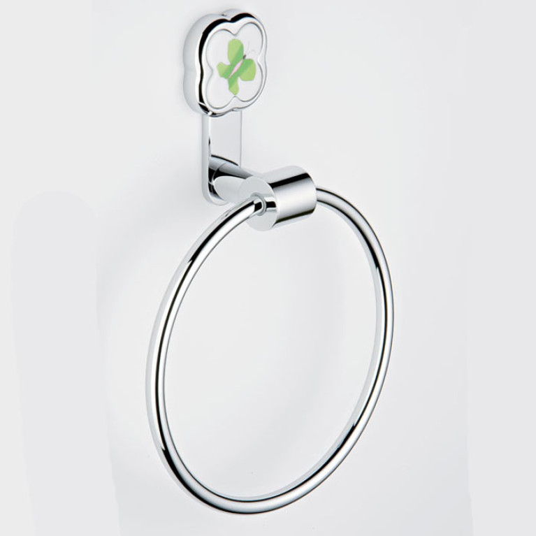 THG CAPUCINE VERT DECOR PLATINE Полотенцедержатель-кольцо, декор зеленый, цвет хром