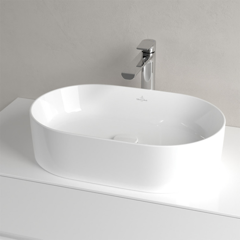 VilleroyBoch Collaro Раковина накладная 560*360*145h, без отв. под смеситель, без перелива, TitanCeram, цвет альпийский белый