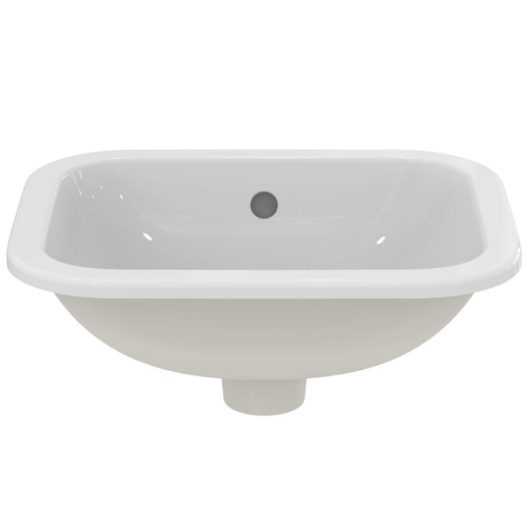 Ideal Standard Connect Раковина 420х350 мм, прямоугольная, встриваемая снизу без отв. под смес., + крепеж, цвет: белый глянец