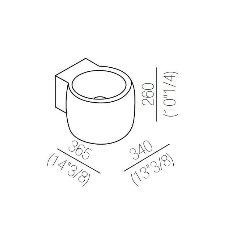 Agape Cheese Раковина подвесная 34x36.5x26 см, круглая, без отв., цвет: белый