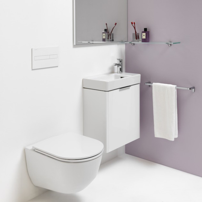 Laufen Pro S Раковина 48х28х85 мм,подв/на базу, левая, с 1 отв. под смес, c перелив, цвет: бел (посл 3 шт СО СКЛАДА продаем с базами 4.8300.1//4.0210)