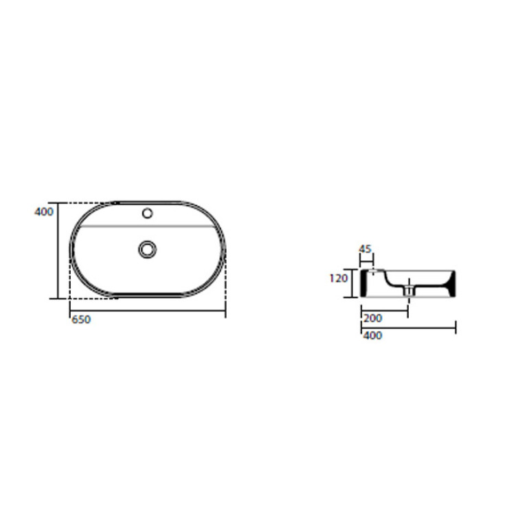 Kerasan Ciotola Раковина-чаша 65х40хh12см, с 1отв., с переливом, цвет: Ferro matt