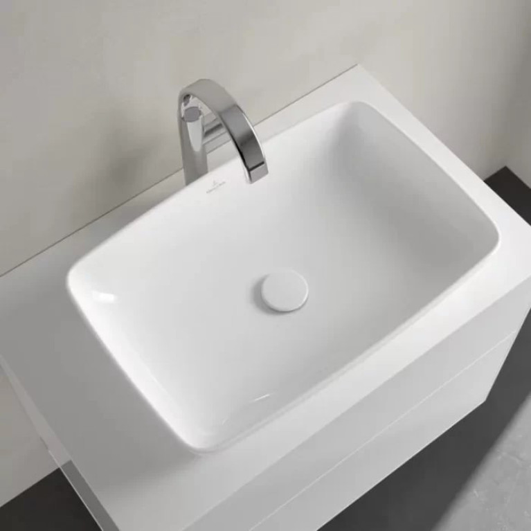 VilleroyBoch Artis Раковина накладная 580*385*125h, без отв. под смеситель, без перелива, TitanCeram, цвет альпийский белый