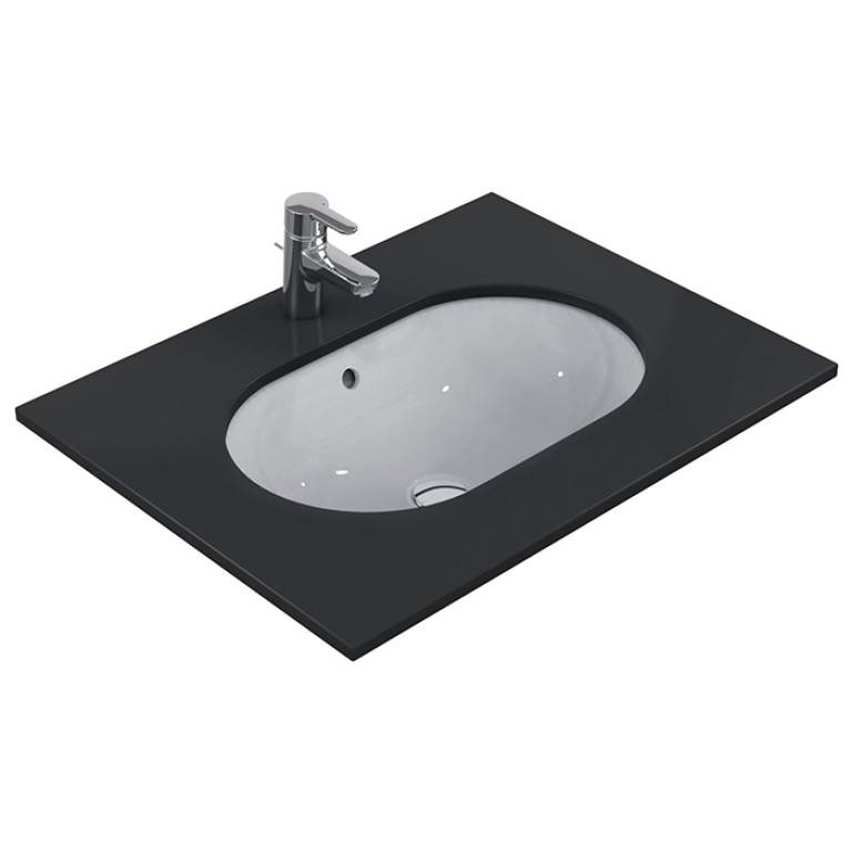 Ideal Standard Connect Раковина 620х410 мм, овальная, встриваемая снизу без отв. под смес., + крепеж, цвет: белый глянец