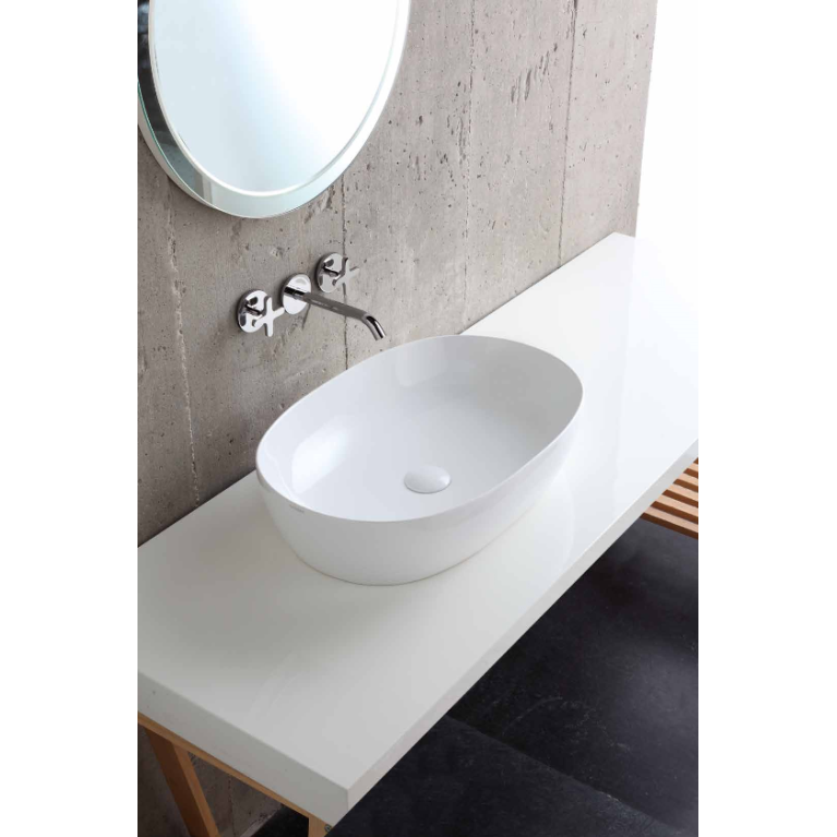AZZURRA ELEGANCE CIRCLE раковина накладная 60х40х14см без отв. под смеситель , без перелива. цвет белый (цена по акции со склада!)