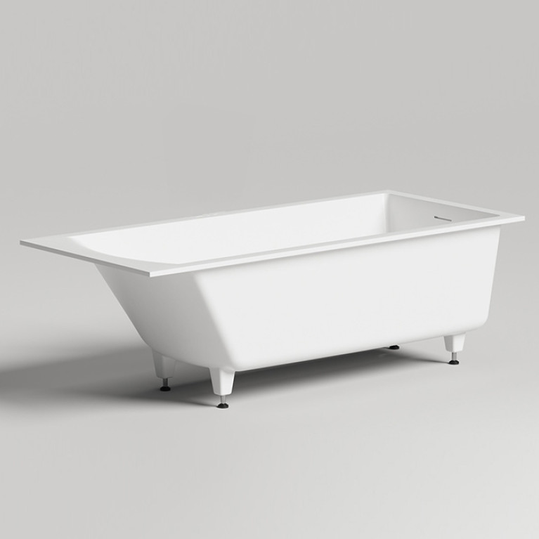 Salini CASCATA KIT Встраиваемая ванна с прямоугольной чашей 1796x795x600мм, ножки, донный клапан UpDown, сифон S-Stone, белый матовый