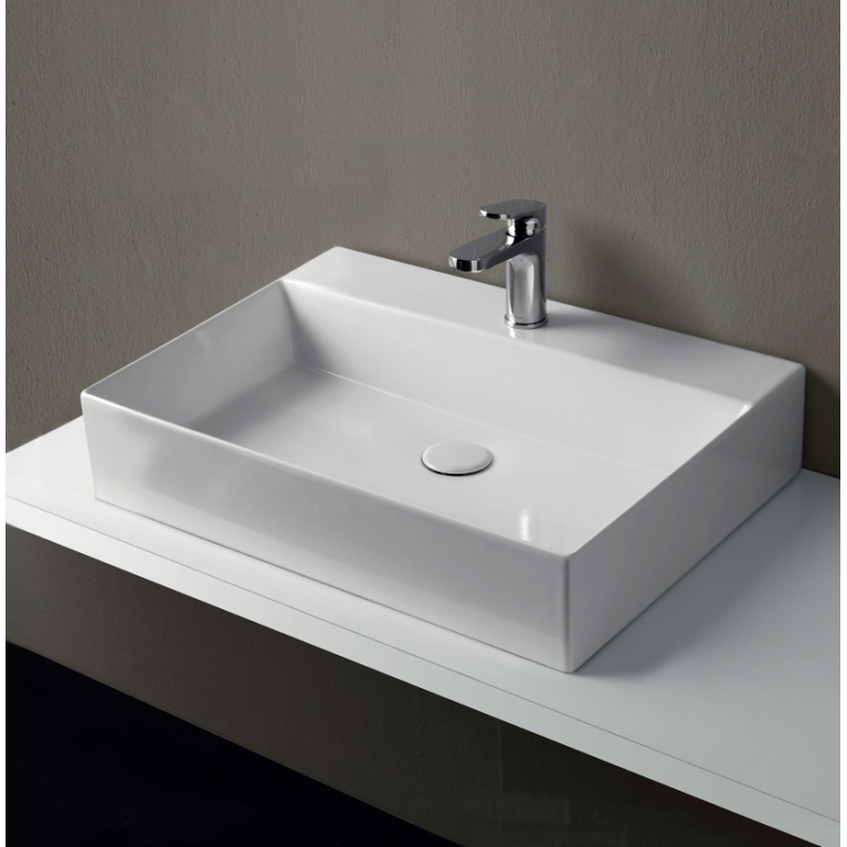 AZZURRA ELEGANCE Squared раковина подвесная/накладная  60х45см с 1 отв. под смесит, задняя стенка без глазури, цвет белый (цена по акции со склада!)