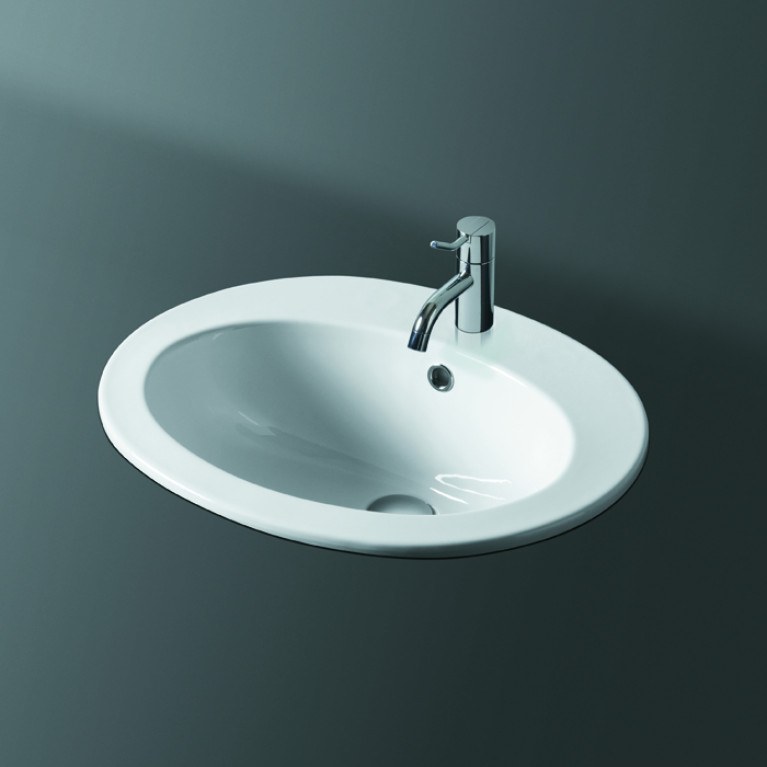 SIMAS Lavabi d'arredo Раковина встраиваемая 53.5x45см с 1 отверстием и двумя намеченными DESMO, цвет белый