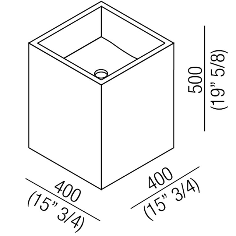 Agape Cube Раковина подвесная 40x40x50 см, со сливом, квадратная, без отв., хромированный слив, цвет: натуральный дуб