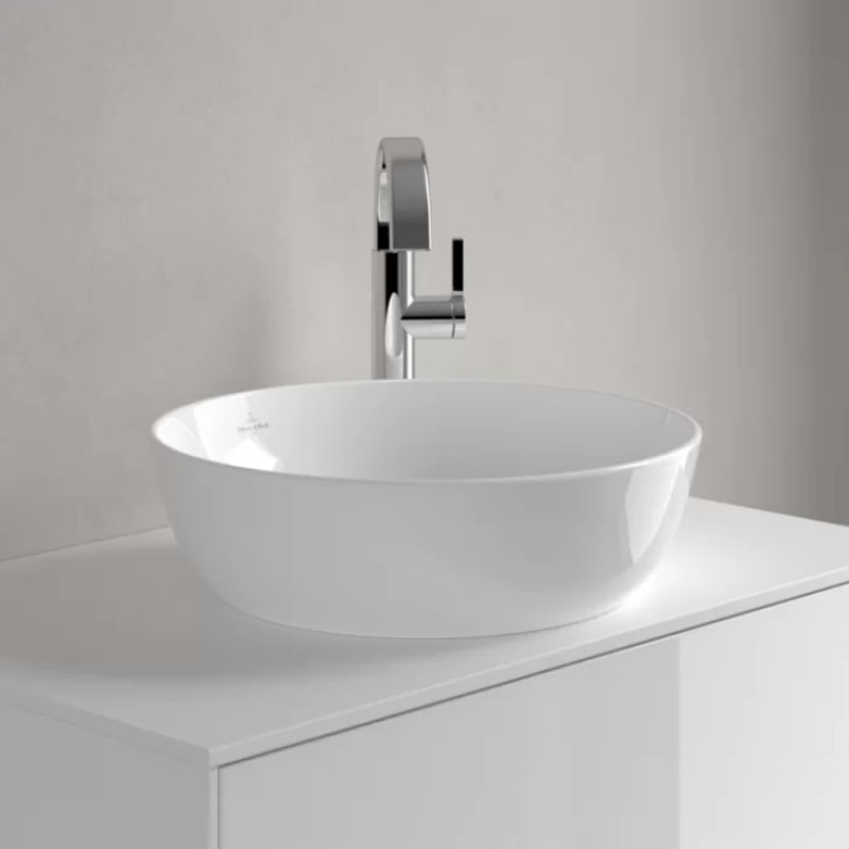 VilleroyBoch Artis Раковина накладная 430*430*125h, без отв. под смеситель, без перелива, TitanCeram, цвет альпийский белый