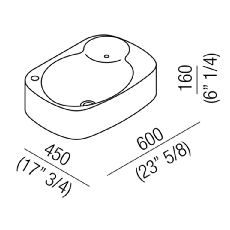 Agape Nivis Раковина подвесная 60x45x16 см, 1 отв., цвет: белый