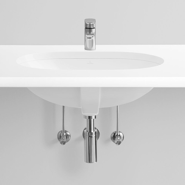 VilleroyBoch O.novo Раковина встраиваемая под столешницу 530*320*205мм, с переливом, крепеж включен, CeramicPlus, цвет альпийский белый