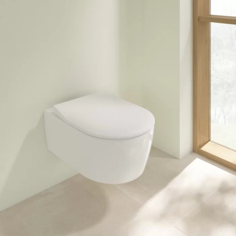 VilleroyBoch Avento&nbsp;Унитаз подвесной 370*530*310, безободковый, в комплекте сиденье SlimSeat с микролифтом, цвет альпийский белый