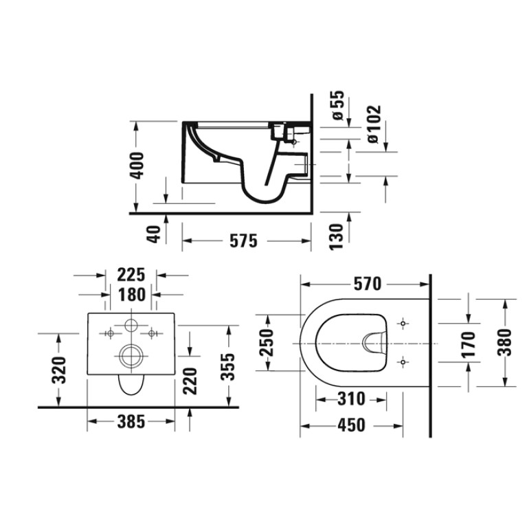 Duravit  Millio Унитаз подвесной Grooves  370х570 мм, крепление в компл.,цвет матовая корица