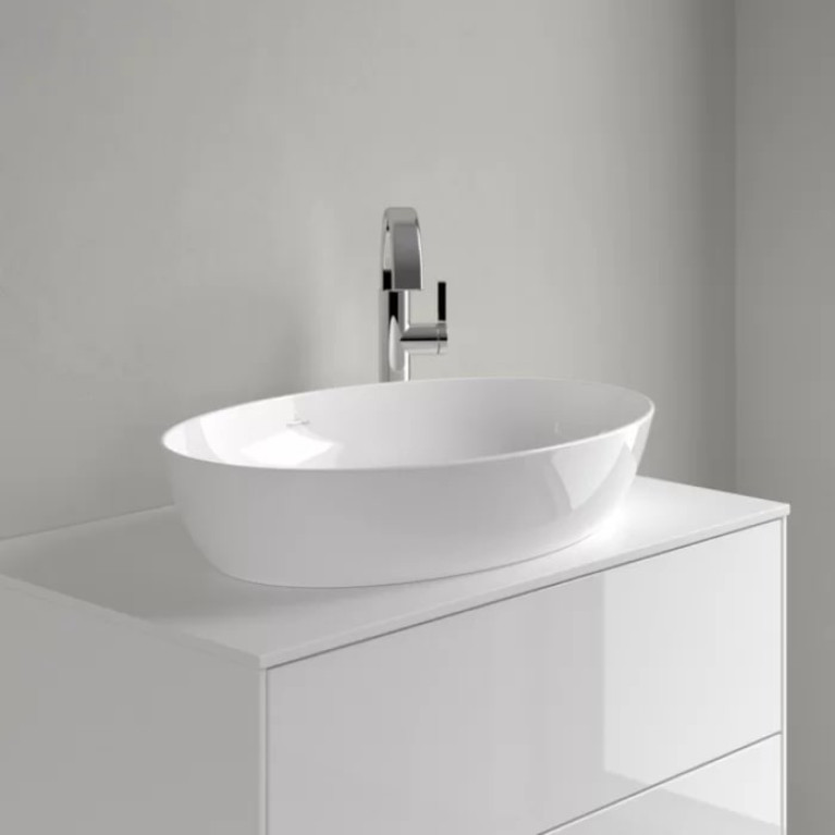 VilleroyBoch Artis Раковина накладная 610*420*125h, без отв. под смеситель, без перелива, TitanCeram, цвет альпийский белый
