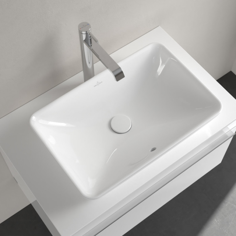 VilleroyBoch Venticello Раковина накладная 550х360х170, без отв. под смеситель, с переливом, CeramicPlus, цвет альпийский белый