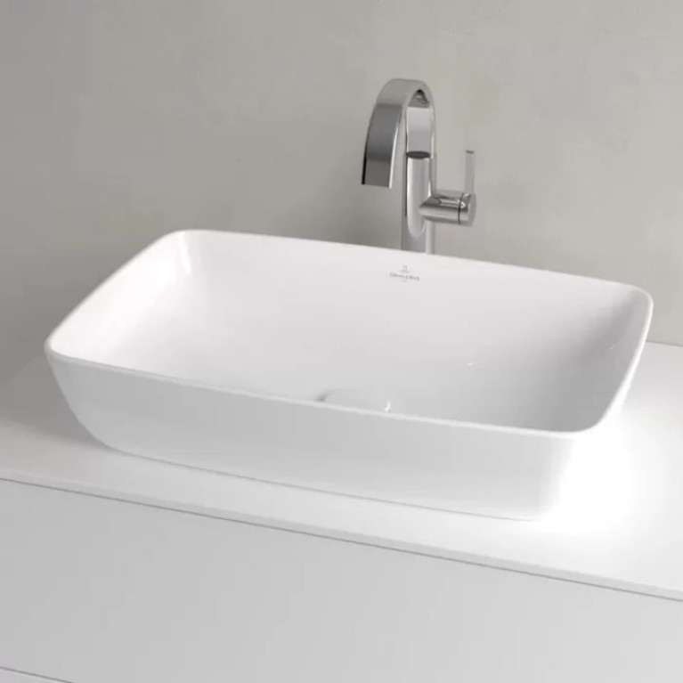 VilleroyBoch Artis Раковина накладная 580*385*125h, без отв. под смеситель, без перелива, TitanCeram, цвет альпийский белый