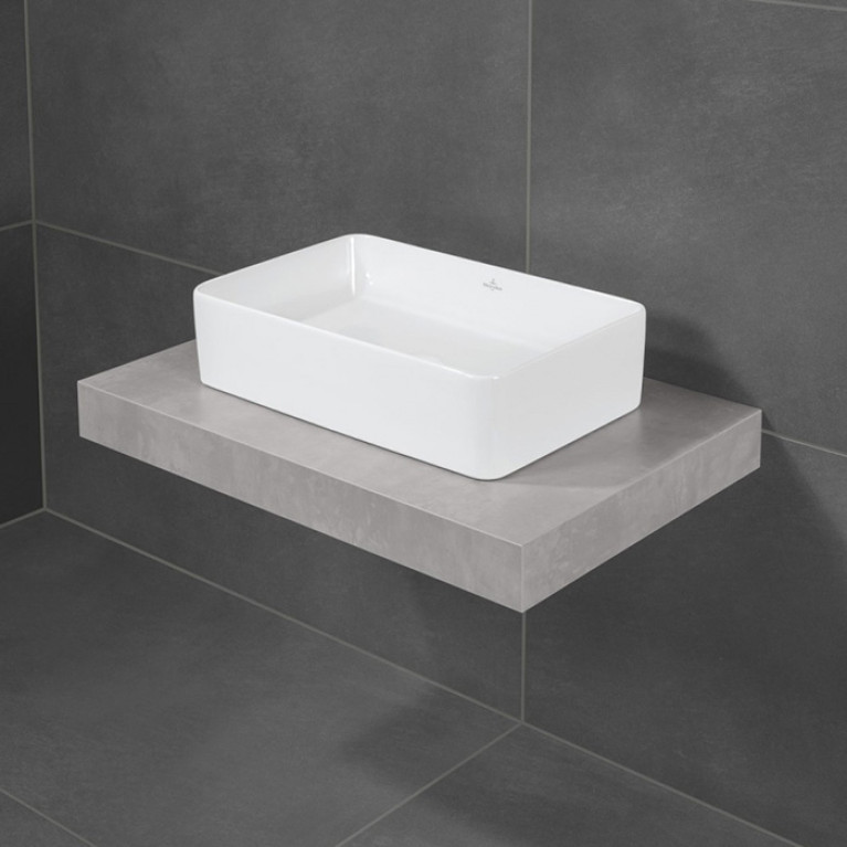 VilleroyBoch Collaro Раковина накладная 560*360*145h, без отв. под смеситель, без перелива, TitanCeram, цвет альпийский белый