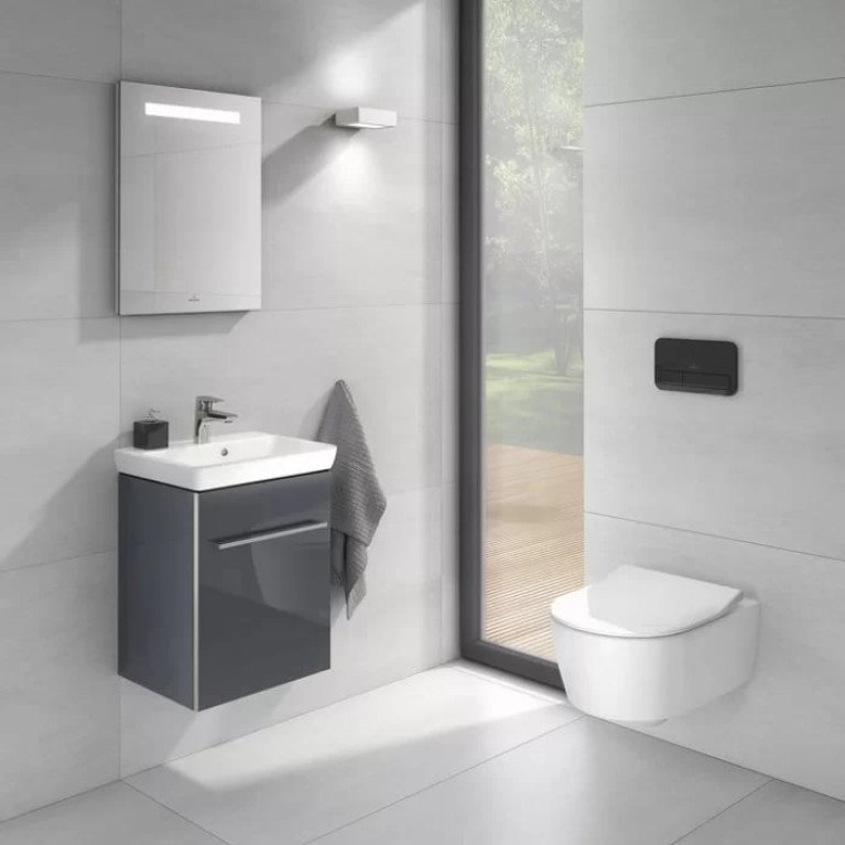 VilleroyBoch Avento&nbsp;Унитаз подвесной 370*530*310, безободковый, в комплекте сиденье SlimSeat с микролифтом, цвет альпийский белый
