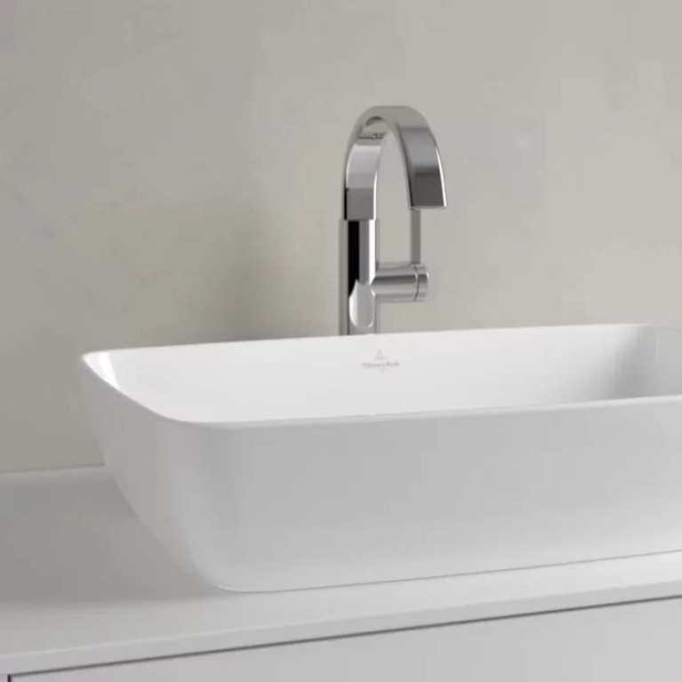 VilleroyBoch Artis Раковина накладная 580*385*125h, без отв. под смеситель, без перелива, TitanCeram, цвет альпийский белый