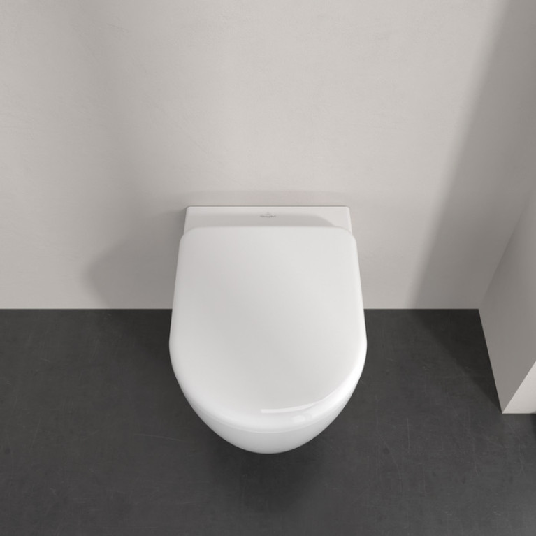VilleroyBoch Skyla Унитаз подвесной 370*530*315, округлый, безободковый, смыв Tornado, в комплекте сиденье SoftClosing, цвет альпийский белый
