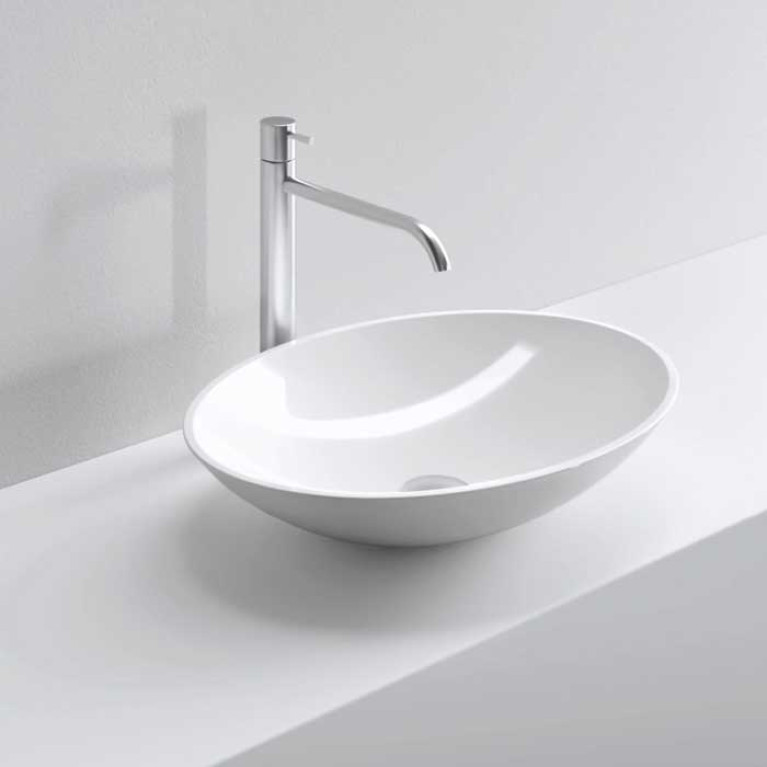 MILLDUE  Раковина  WORLD  накладная из CERAMILUX ,58,5х42х12 см, без отв для смесителя, цвет белый матовый