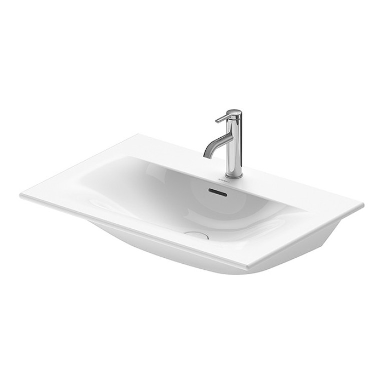 Duravit Viu Раковина подвесная с переливом, выпуск с керам покрытием, 3 отв под смес, 73х49см, цвет белый