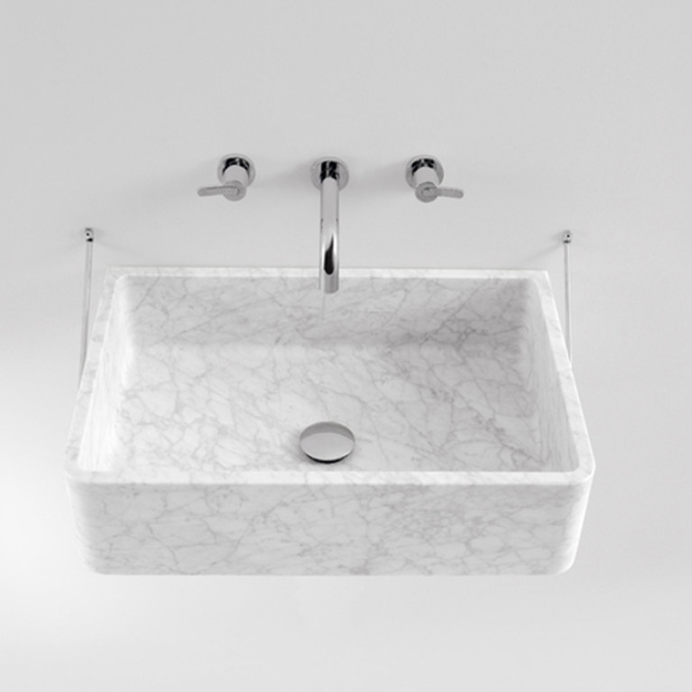Agape Carrara Раковина подвесная 60x40x16 см, без отв., мрамор Carrara, цвет: белый